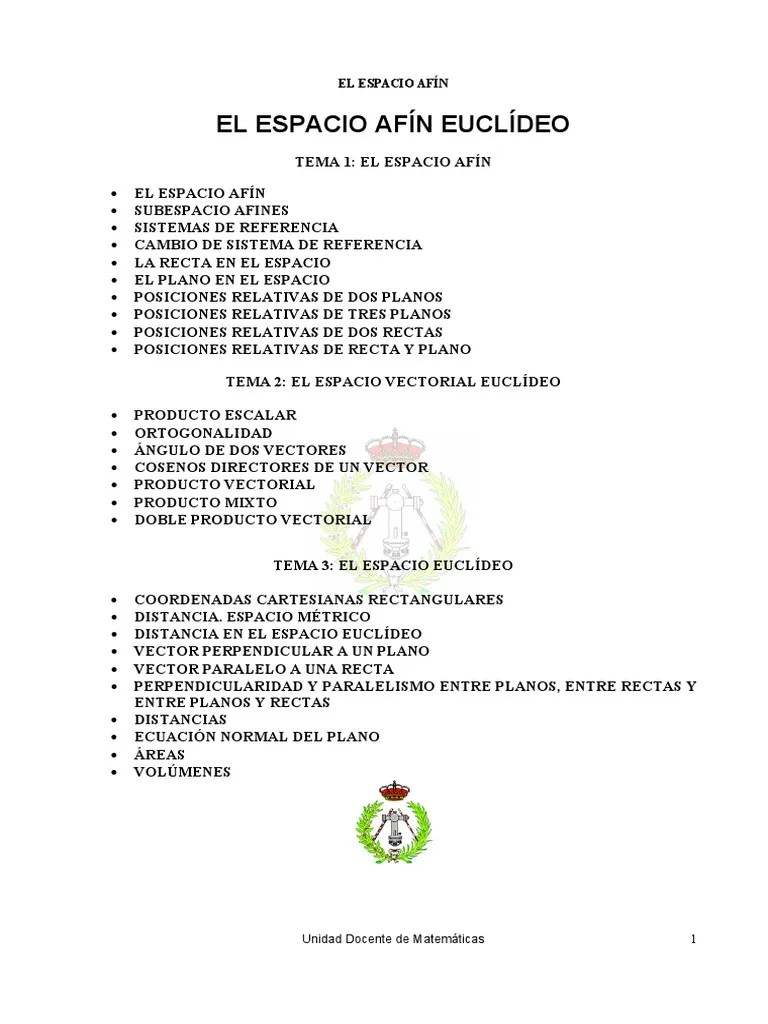Espacio Afin Euclideo PDF | PDF | Ortogonalidad | Espacio Vectorial