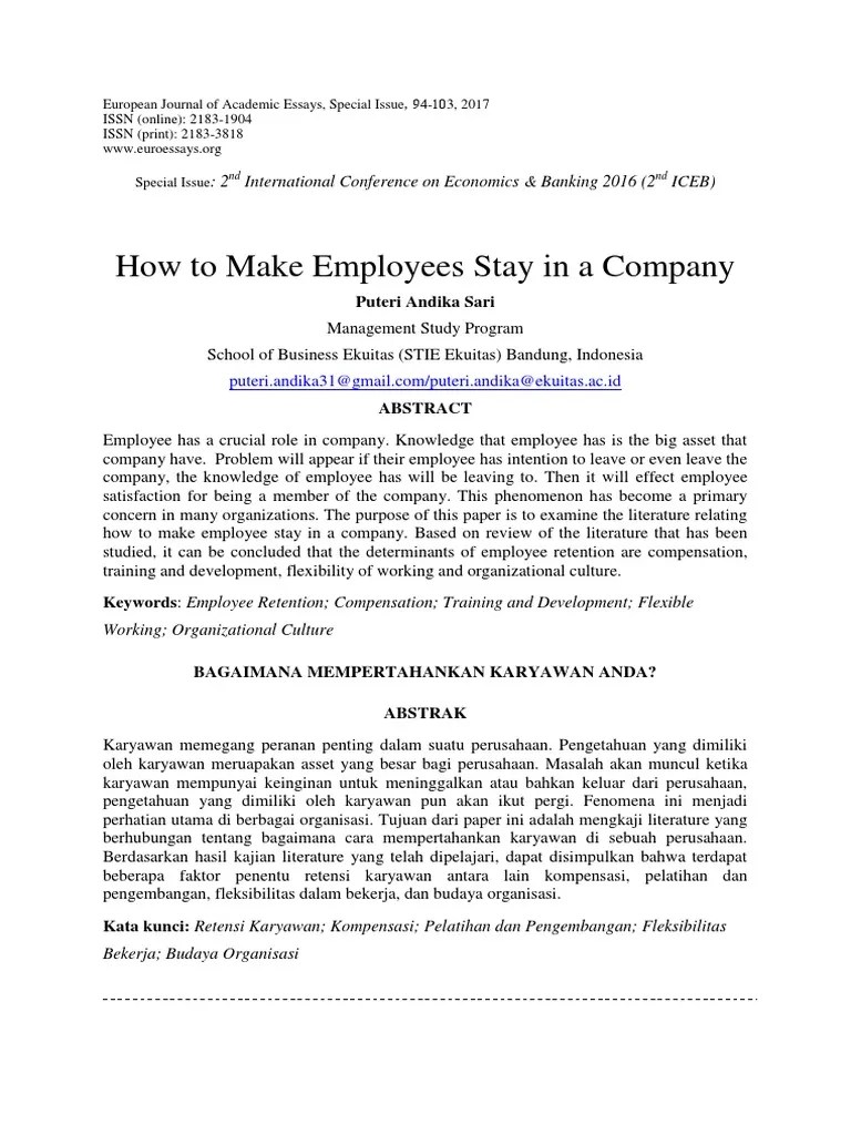 How To Make Employees Stay In A Company: Puteri Andika Sari | PDF ...