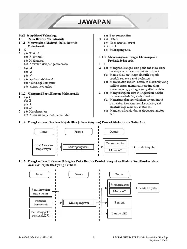 Bab 1.1 reka bentuk mekatronik bab 2 pembangunan produk bab 3 reka . Jawapan Modul Aktiviti Pintar Bestari Reka Bentuk Dan Teknologi Tingkatan 3 Pdf