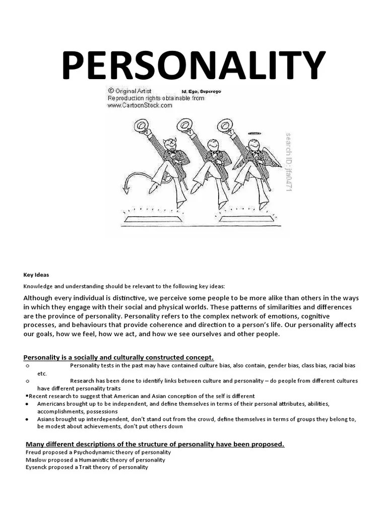 Personality Theories | PDF | Id | Personality Disorder
