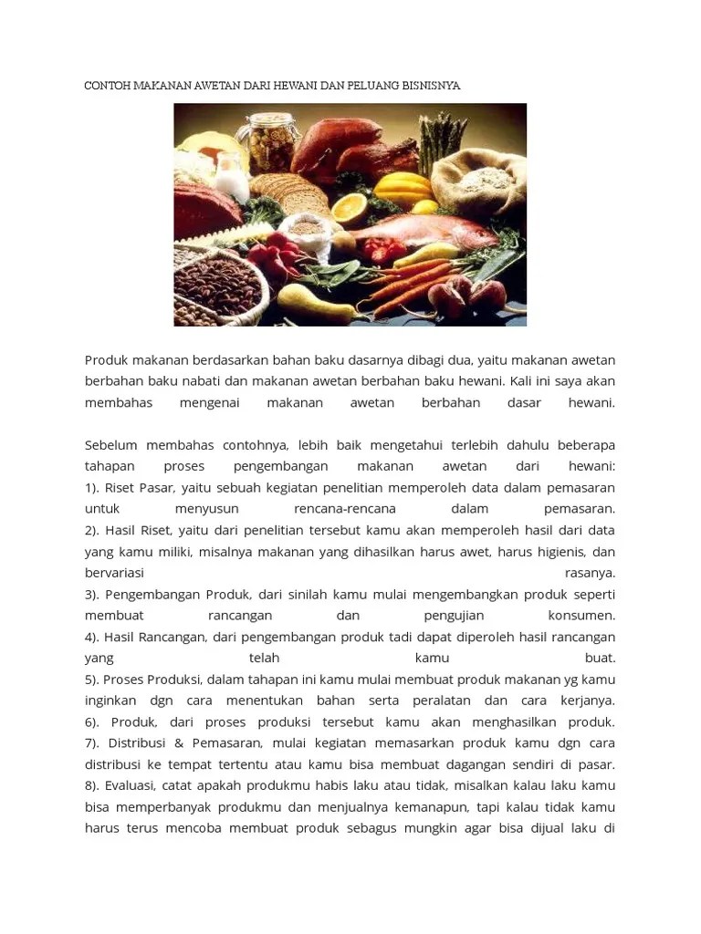 Contoh ikan migrasi (ikan laut yang bertelur disungai), seperti;. Contoh Makanan Awetan Dari Hewani Dan Peluang Bisnisnya Pdf