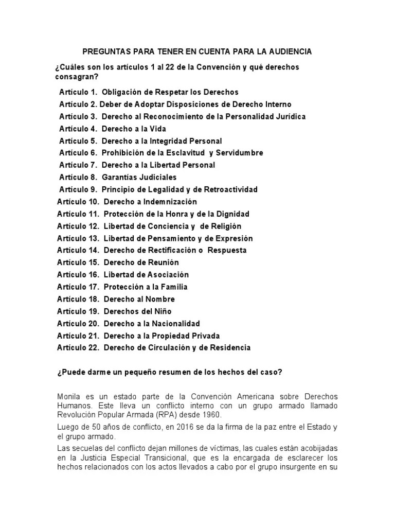 Preguntas Para Tener En Cuenta Para La Audiencia | PDF | Etica Aplicada | Derechos Humanos