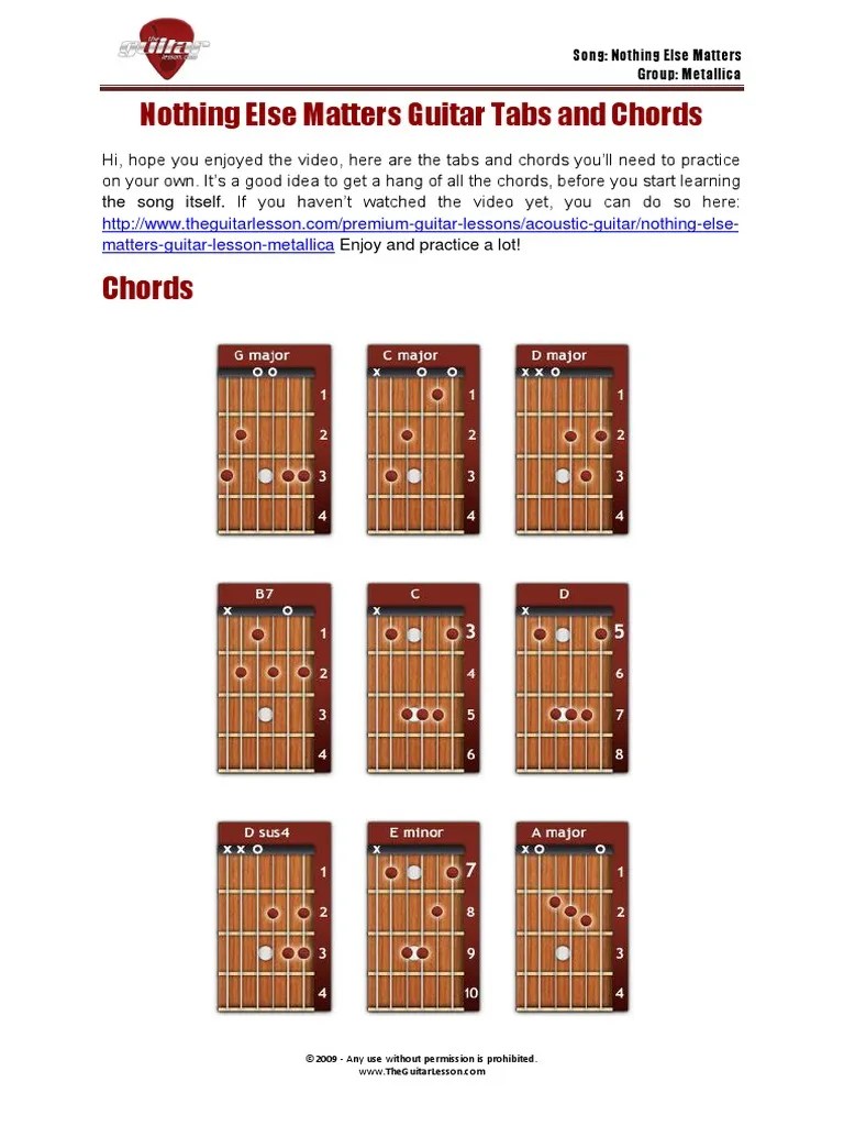 Nothing Else Matters Guitar Tabs And Chords | PDF | Song Structure | Musical Forms