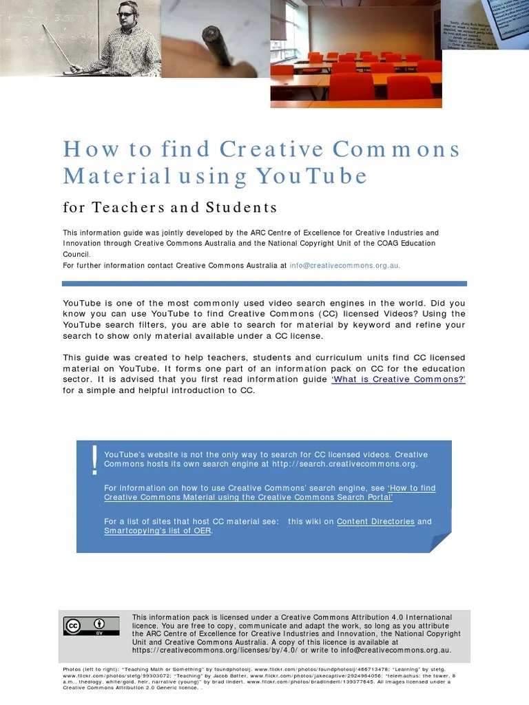 How To Find Creative Commons Material Using Youtube: For Teachers And ...