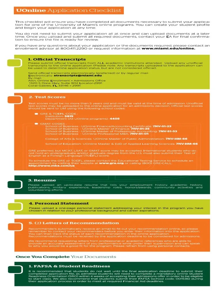 Uonline Application Checklist: 1. Official Transcripts | PDF | Graduate Record Examinations ...