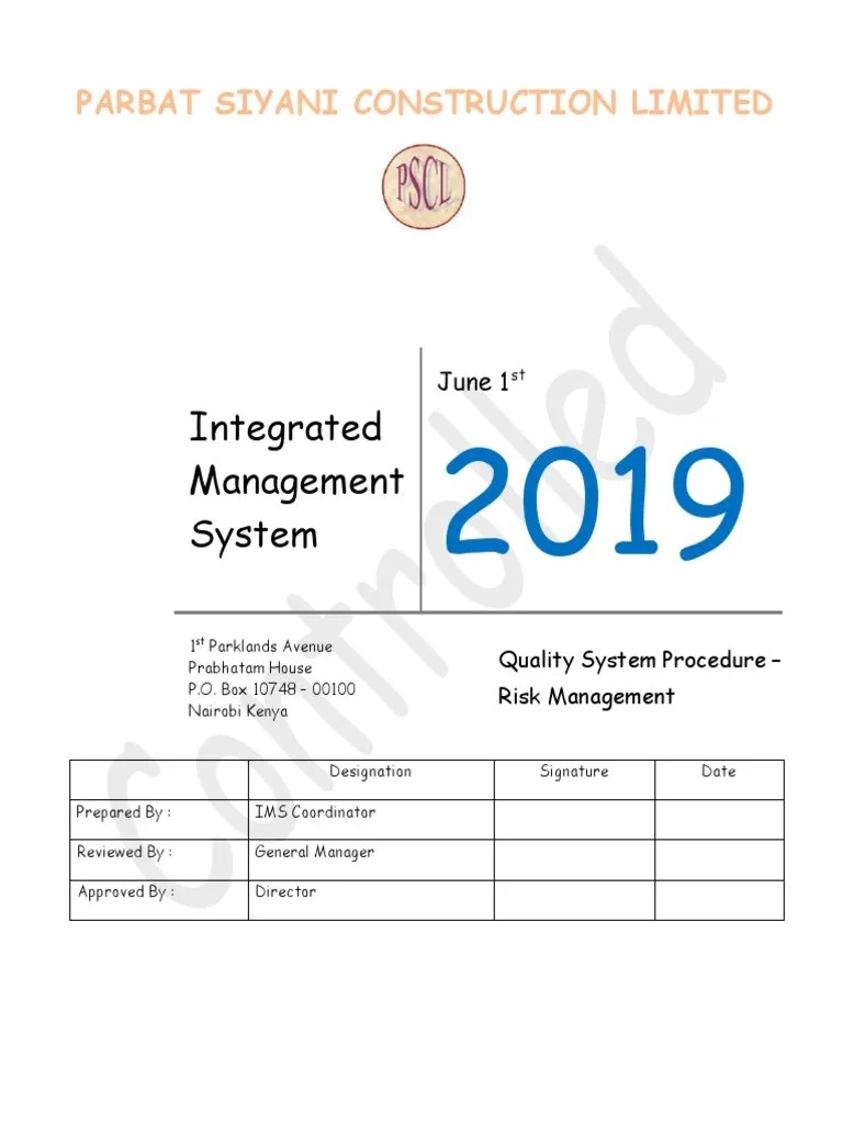 ISP - Risk Management 01.06.2019 PDF | PDF | Risk | Risk Management