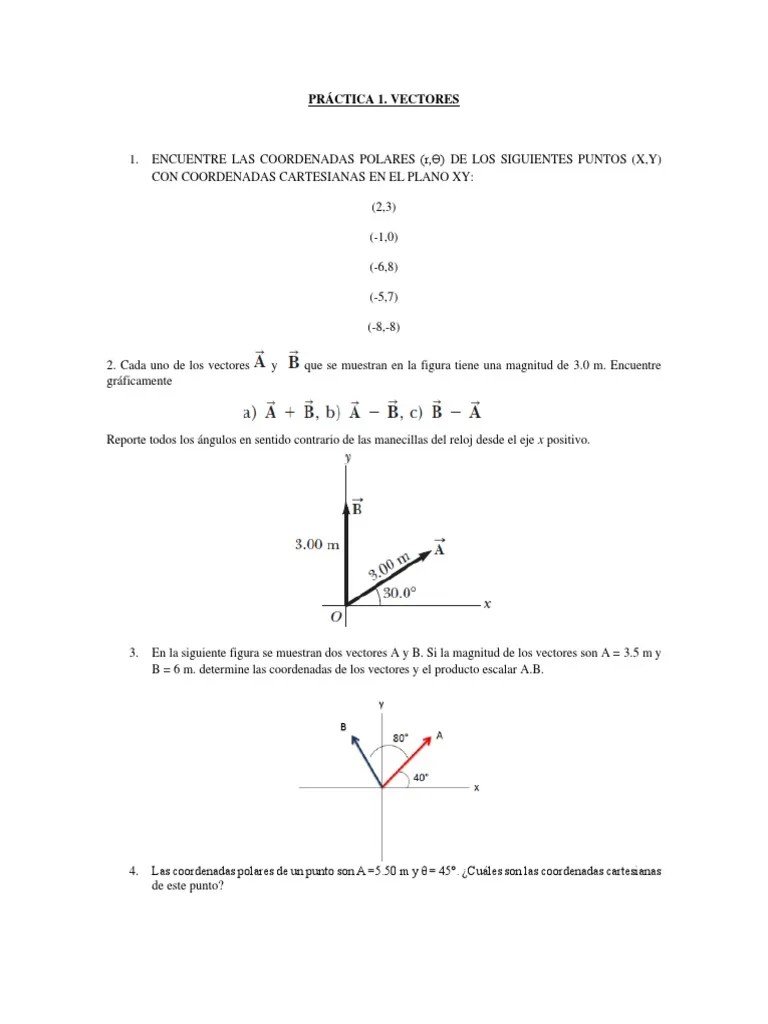 Práctica 1. Vectores | PDF | Vector Euclidiano | Sistema De Coordenadas Cartesianas