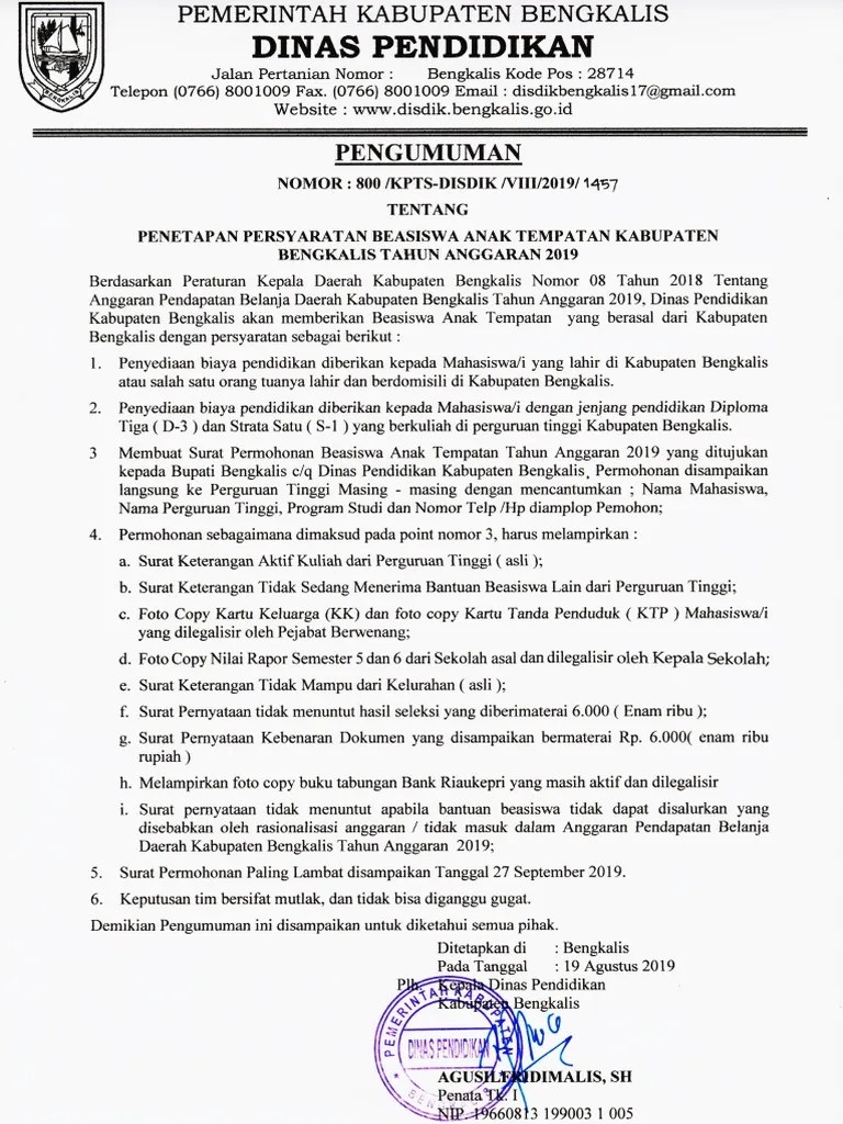 2020/ 2021 berdasarkan hasil rapat majelis guru sman 1 bengkalis tanggal 30 april 2021 pukul 09.00 wib dengan menggunakan aplikasi rapat onlin. Beasiswa Anak Tempatan 1 Pdf