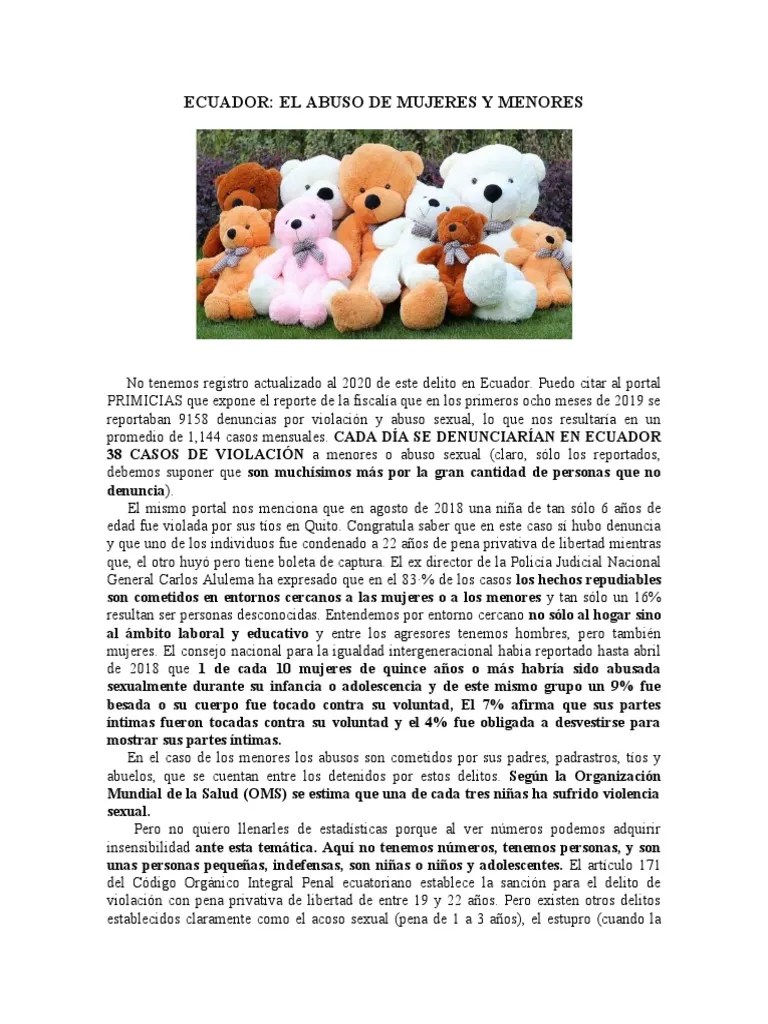 El Abuso De Mujeres Y Menores En Ecuador | PDF | Violación | Abuso Sexual