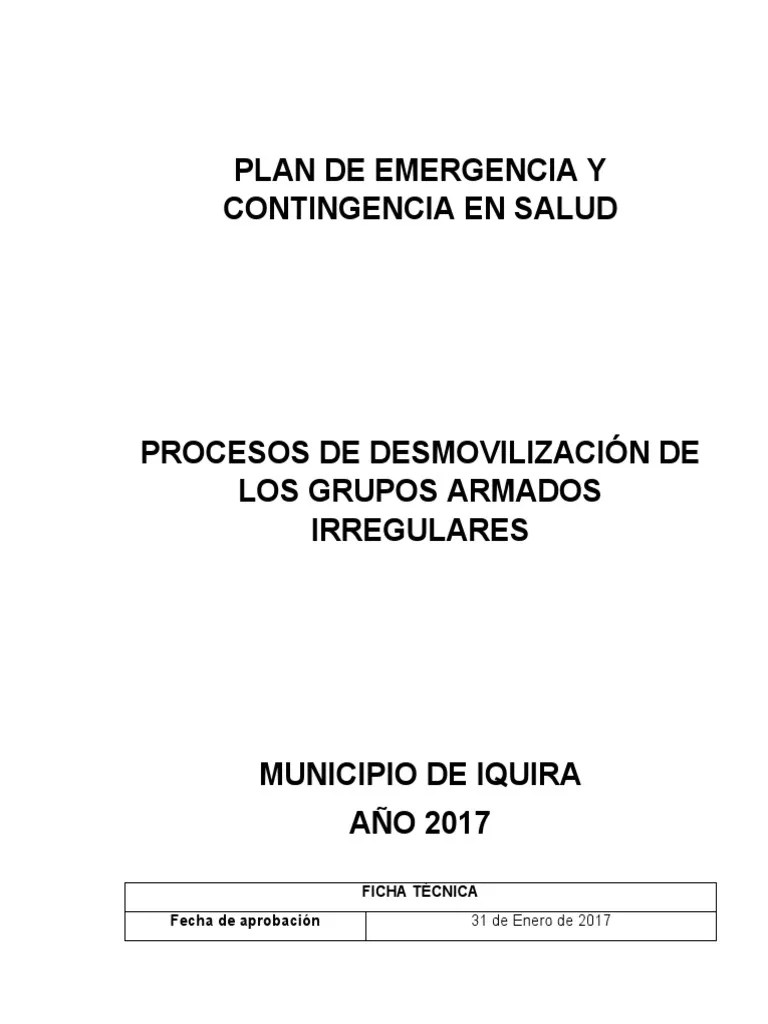 Plan De Emergencia Y Contingencia En Salud | Descargar Gratis PDF ...