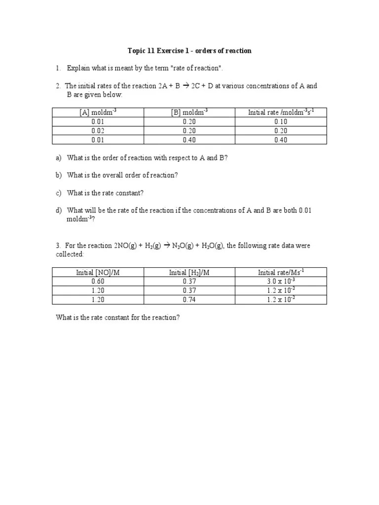 Determining Orders Of Reaction | PDF | Chemical Reactions | Change