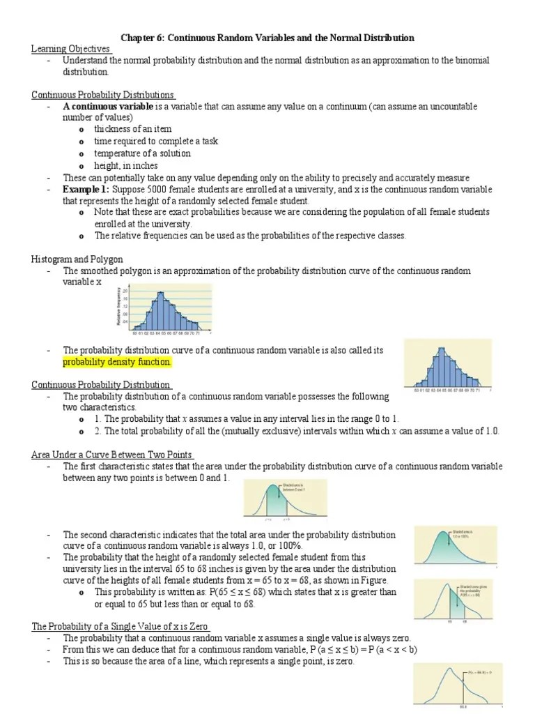 Chpater 6 - Continous Random Variables And The Normal Distribution ...