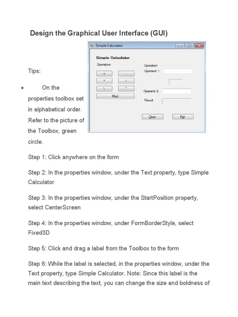 Design The Graphical User Interface | PDF | Button (Computing ...