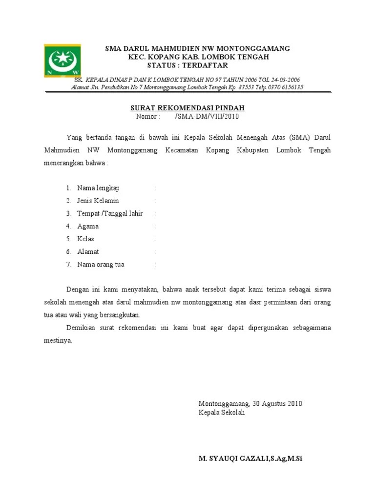 Contoh Surat Pernyataan Dah Sekolah Contoh Surat Download Sk Mutasi Guru Bukan Pns Paud Sd Smp Sma Smk 2020 Sinau Thewe Com.