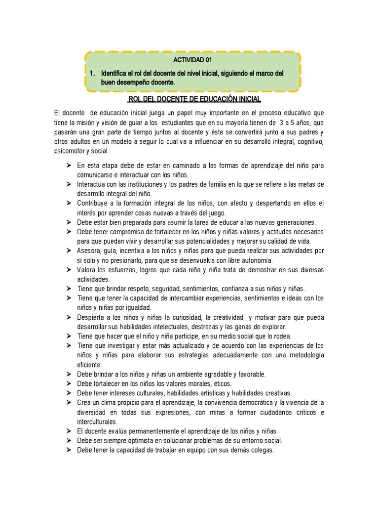 Rol Del Docente De Educación Inicial | PDF | Maestros | Inclusión (Educación)