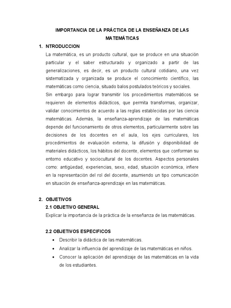 Matematicas Enseñanza | Descargar Gratis PDF | Enseñanza De Matemática | Aprendizaje