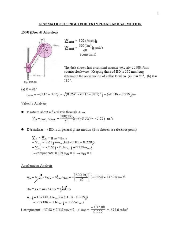 Kinematics Of Rigid Bodies In Plane And 3-D Motion | PDF | Rotation ...