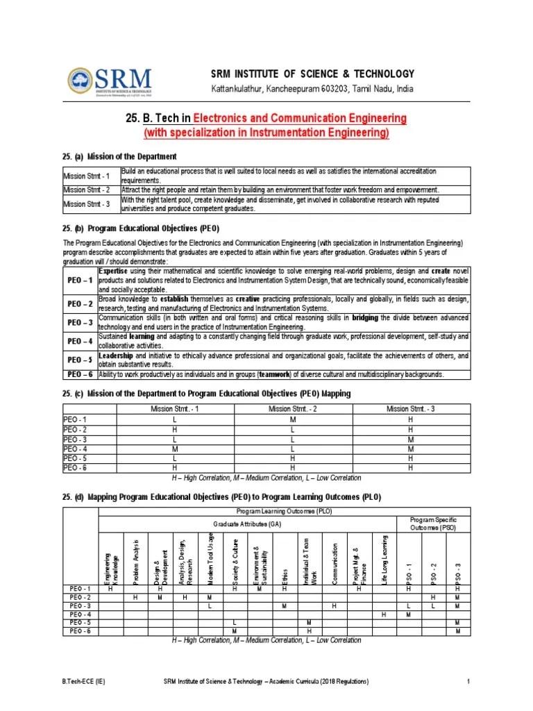 B.Tech. ECE-IE Syllabus SRM IST - 2018 Reg. | PDF | Data Transmission ...