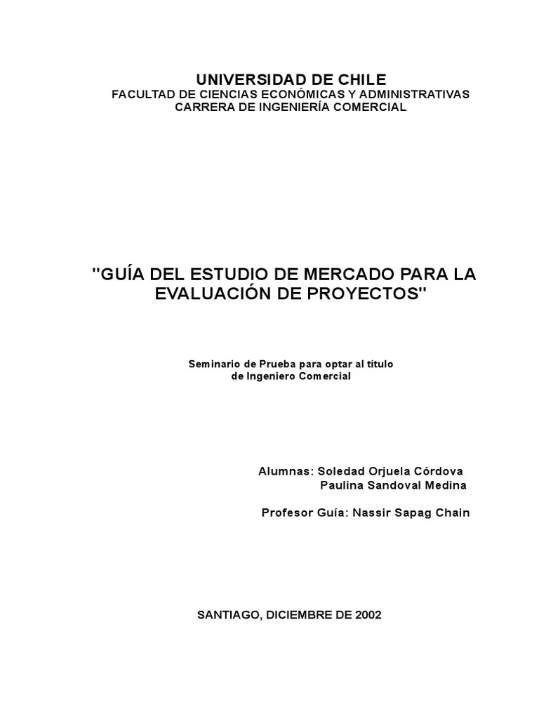 Guía Del Estudio De Mercado Para La Evaluación De Proyectos | PDF | Cuestionario | Mercado ...