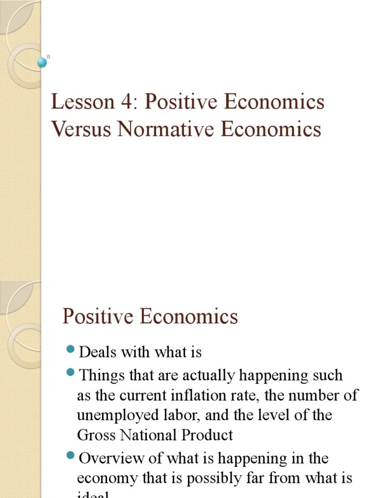 Positive And Normative Economics | PDF