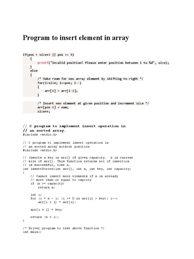 Program To Insert Element In Array | PDF | C++ | Object Oriented ...