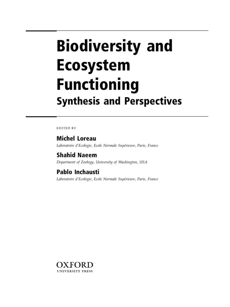Biodiversity And Ecosystem Functioning | PDF | Ecology | Ecosystem