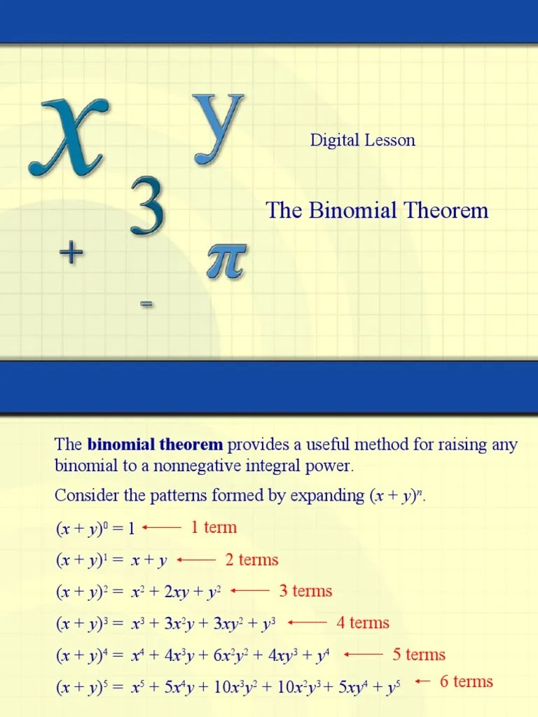 Binomial Theorem | PDF | Mathematical Concepts | Complex Analysis