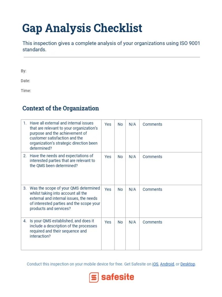 ISO 9001 2015 Gap Analysis Checklist | PDF | Quality Management System | Business