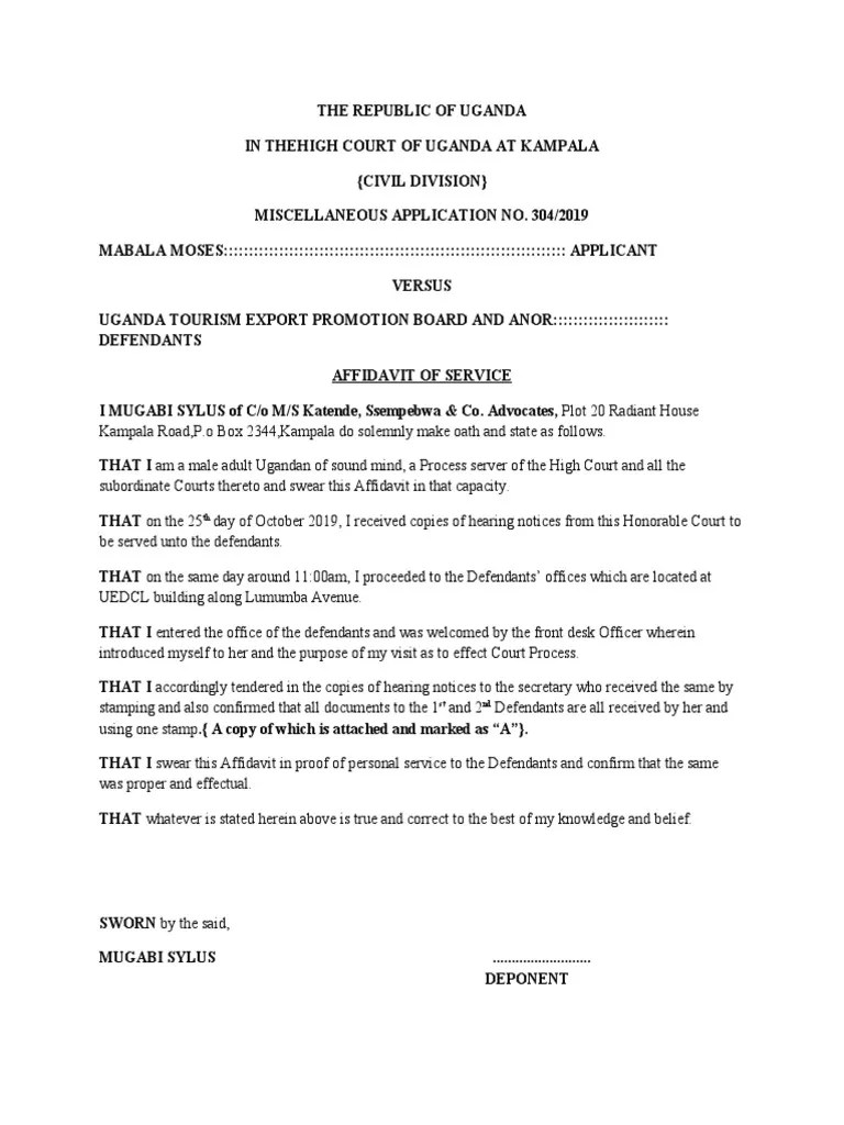 Affidavit Of Service | PDF