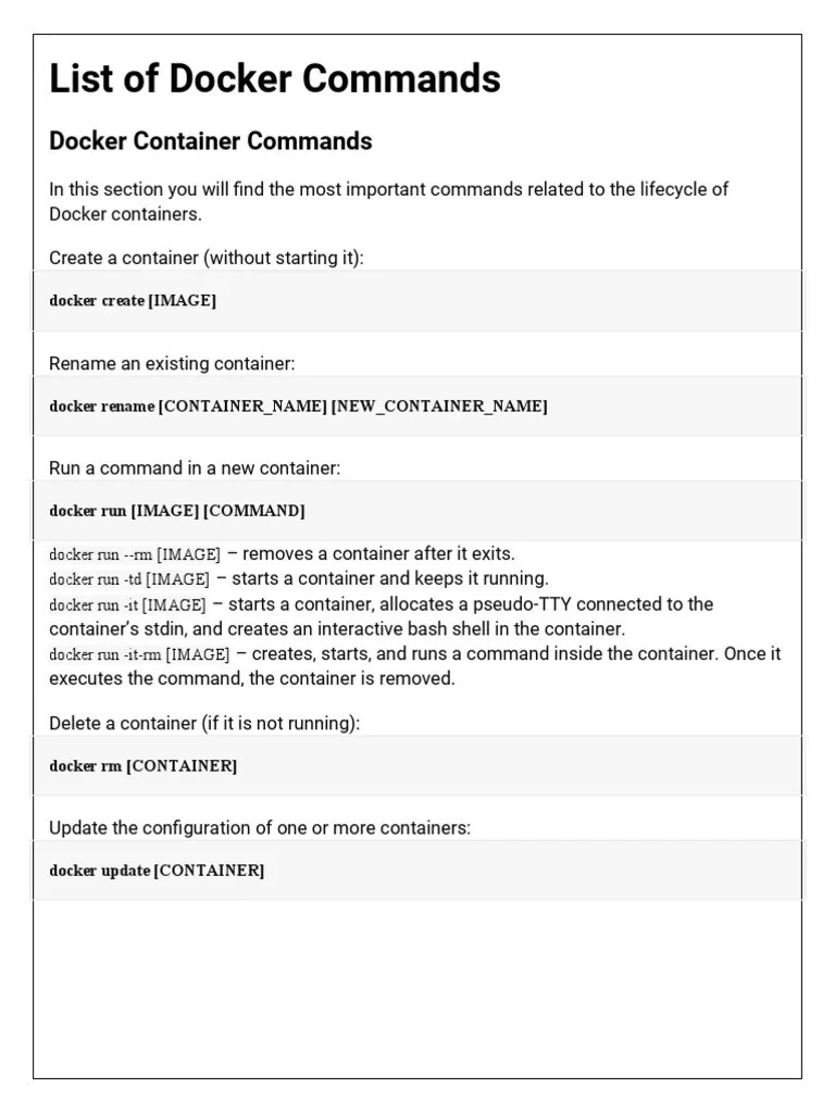 List Of Docker Commands | PDF | Utility Software | Computer Data