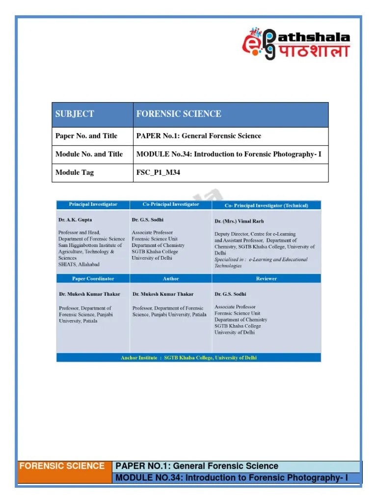 Module Forensic Photography 1 PDF | PDF | Camera Lens | Camera