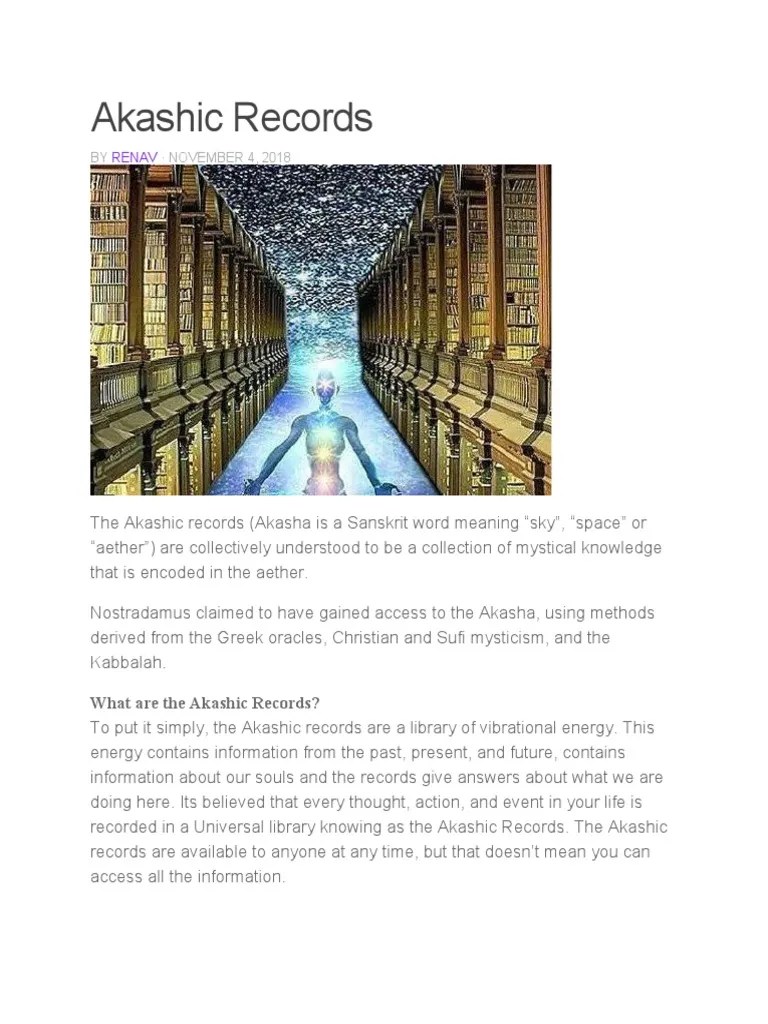 How To Access The Akashic Records | PDF | Meditation | Information