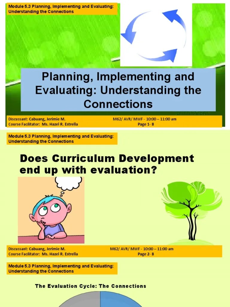Planning, Implementing And Evaluating: Understanding The Connections ...