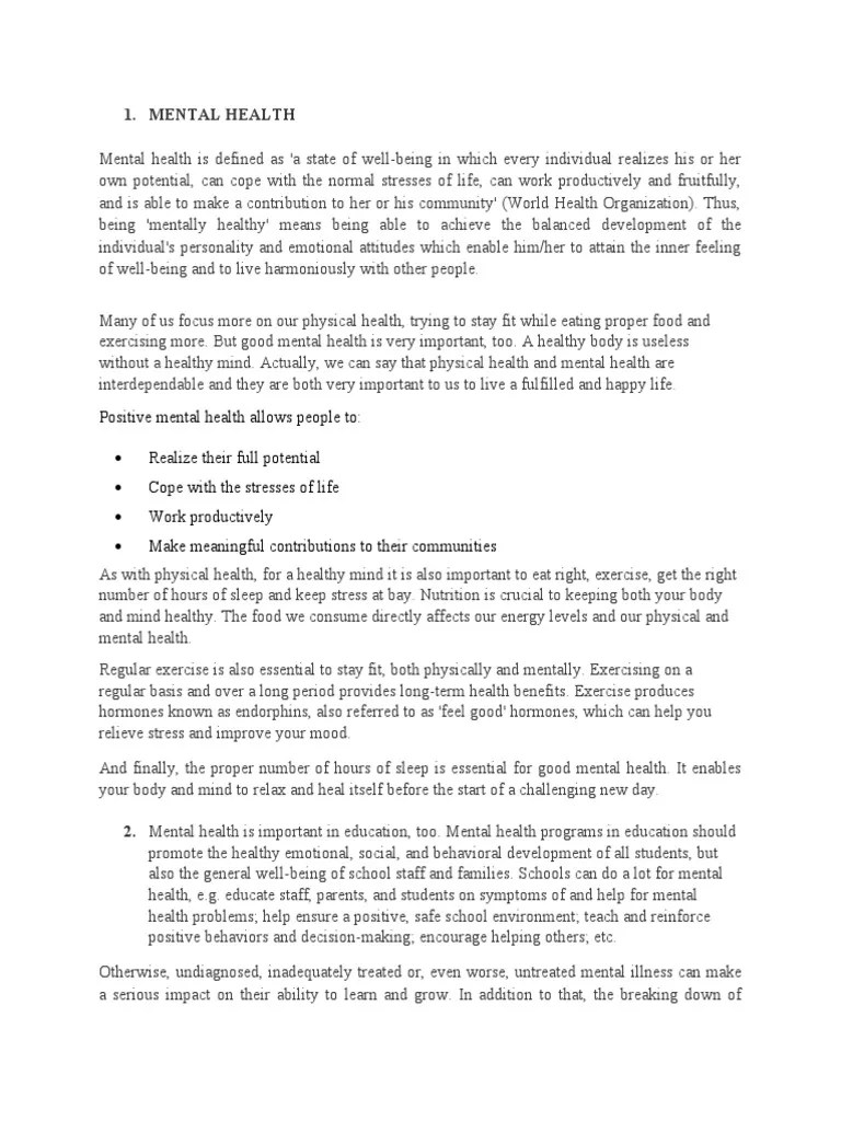 Mental Health | PDF | Mental Health | Mental Disorder