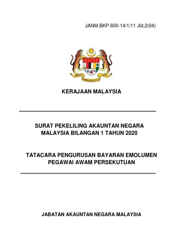 Sebagai pertimbangan, bersama ini saya lampirkan persyaratan sebagai berikut : Spanm Bilangan 1 Tahun 2020 Tatacara Pengurusan Bayaran Emolumen Pegawai Awam Persekutuan Pdf