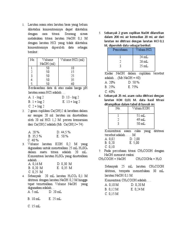 Latihan Soal Titrasi | PDF