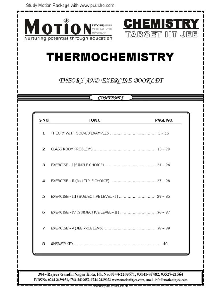 Thermochemistry: Theory And Exercise Booklet | PDF | Branches Of ...