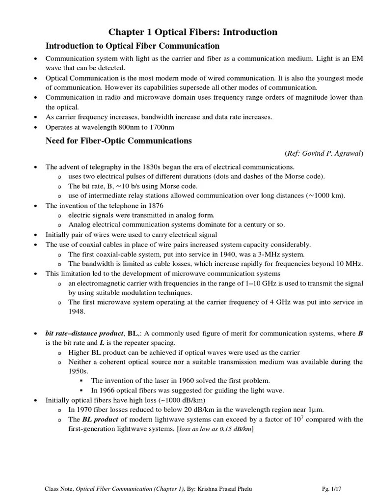 CH 1 Optical Fiber Introduction - Points | PDF | Optical Fiber ...