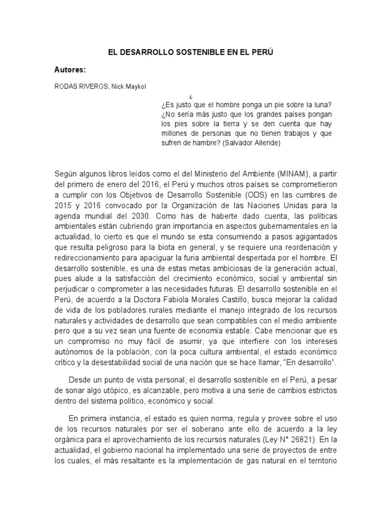 El Desarrollo Sostenible En El Perú | PDF | Desarrollo Sostenible ...