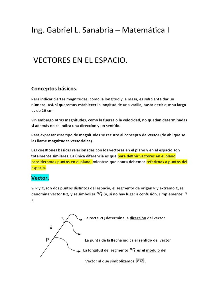 B2. Vectores En El Espacio | PDF | Vector Euclidiano | Espacio Vectorial