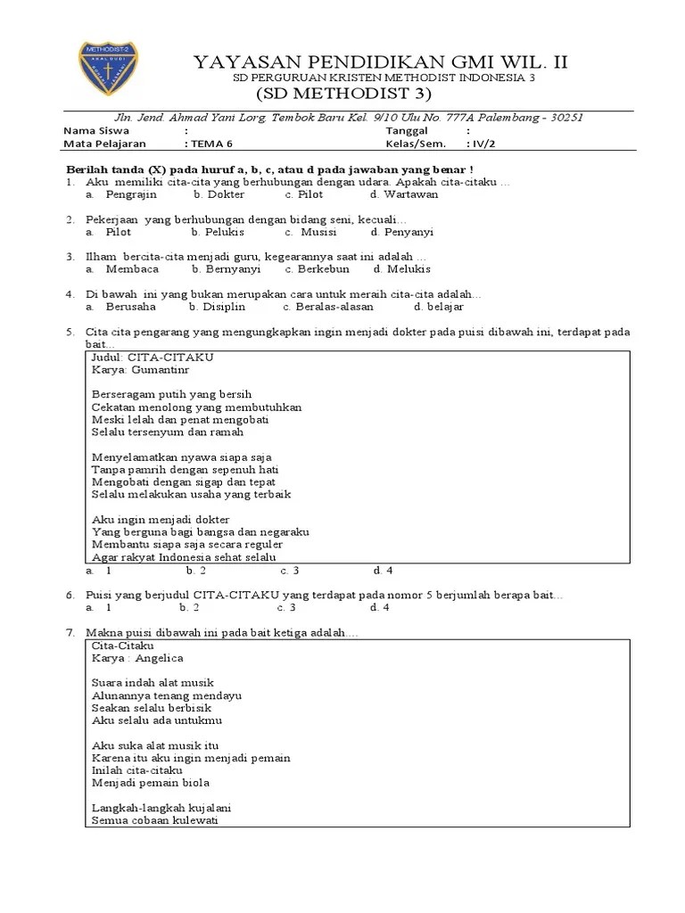 Ulangan Tema 6 | PDF