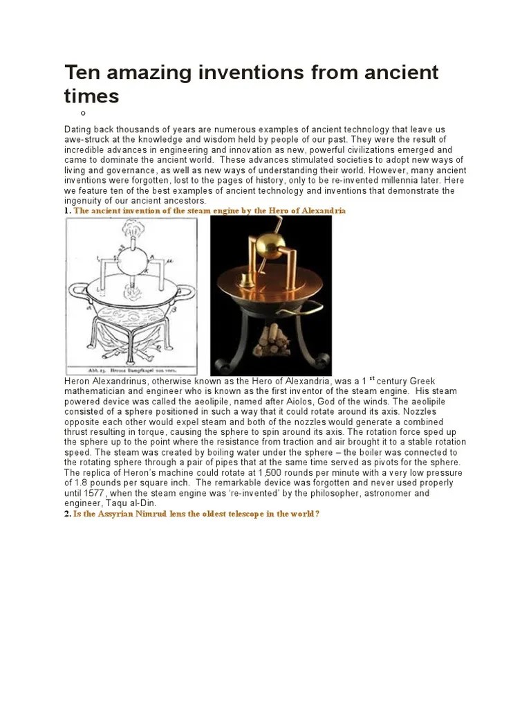 Ten Amazing Inventions From Ancient Times | PDF | Concrete | Applied ...