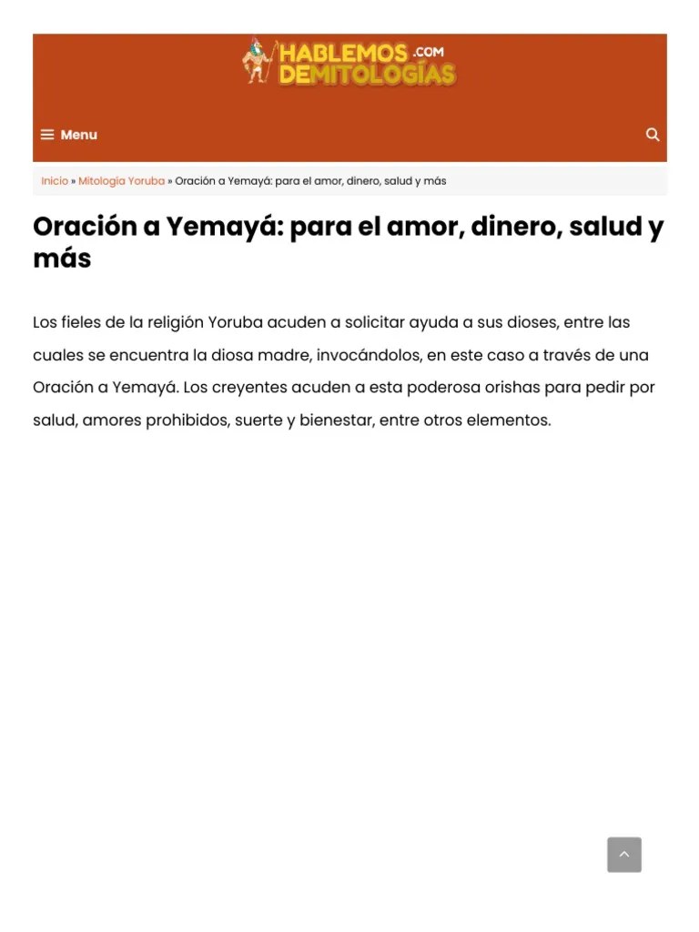 Oración A Yemayá - Para El Amor, Dinero, Salud Y Más PDF | PDF ...