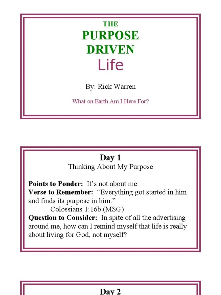 Purpose Driven LIfe | PDF | Epistle To The Romans | Gospel Of Matthew