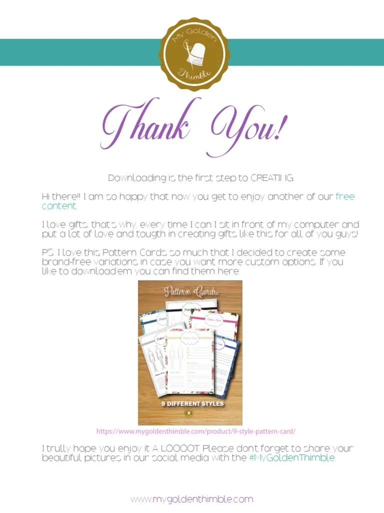 Free Pattern Card My Golden Thimble PDF | PDF
