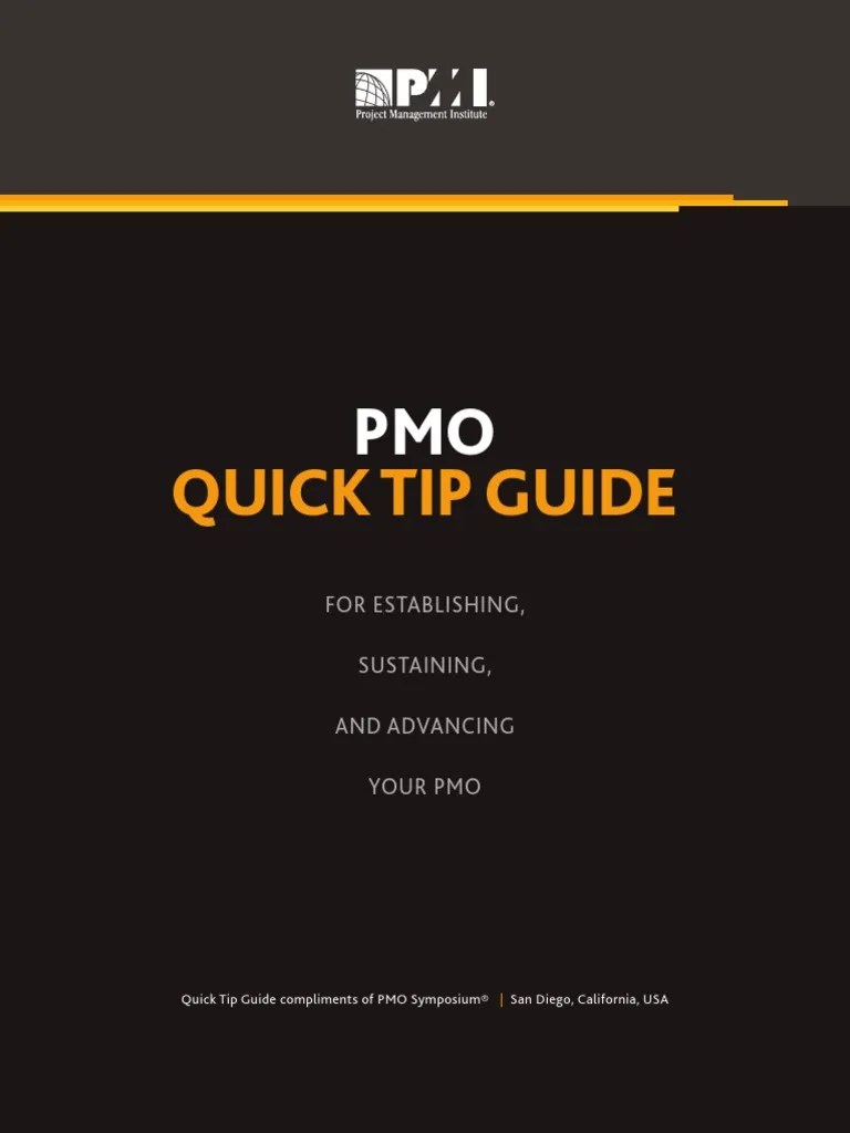 Quick Tip Guide: For Establishing, Sustaining, And Advancing Your Pmo | PDF | Performance ...