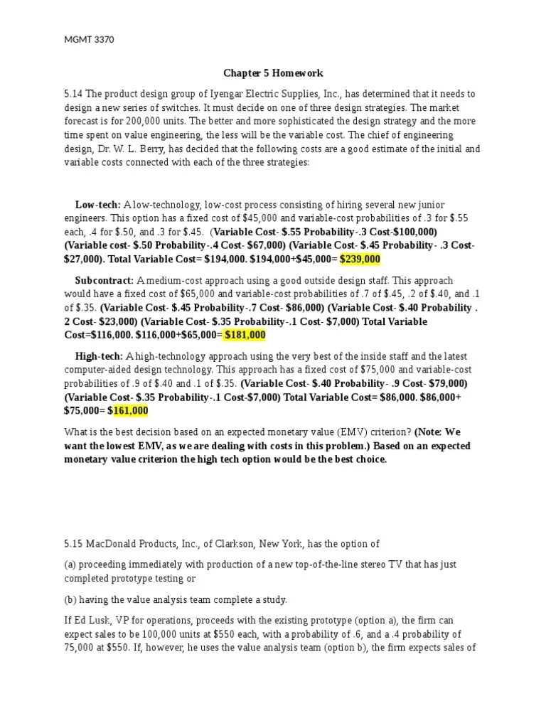 Chapter 5 - Decision - Tree - Homework | PDF | Business Economics | Economies
