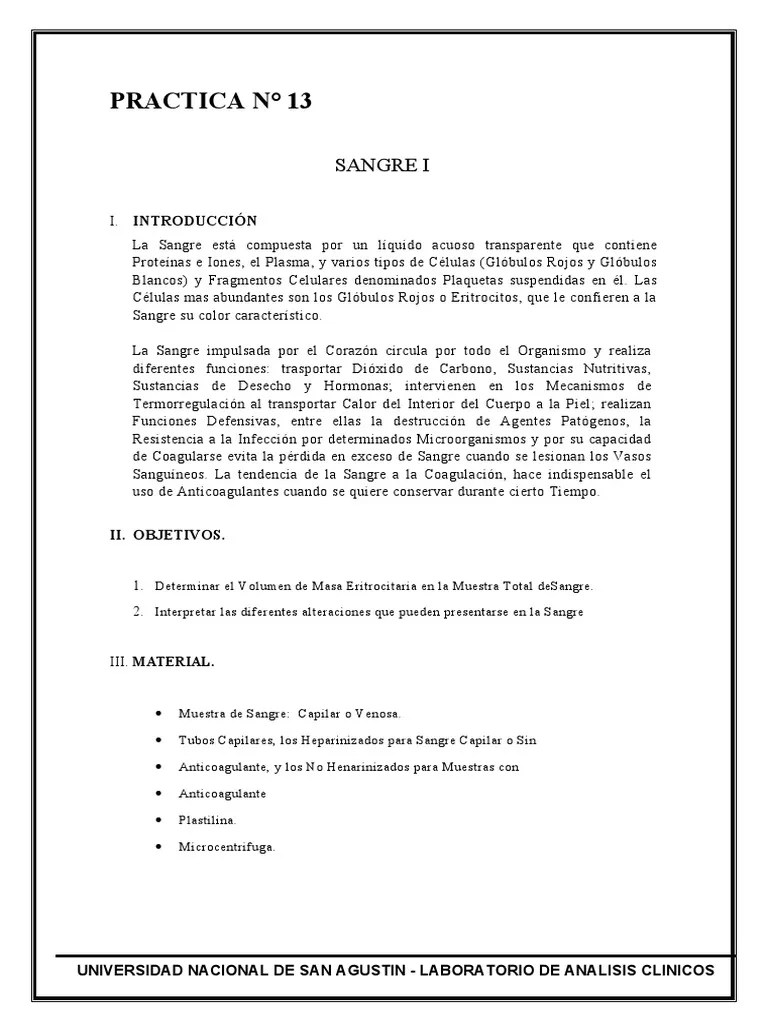 Practica N 13-14-15-16 | PDF | Tipo De Sangre | Sangre