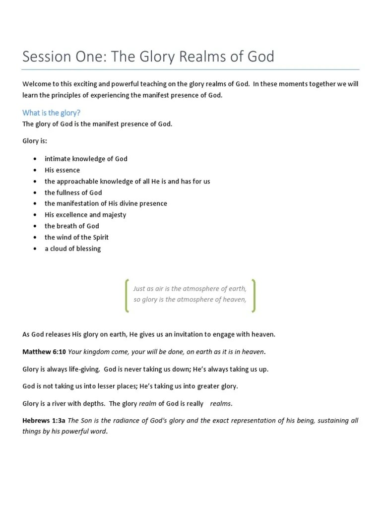 How To Access The Glory Session One Study Guide | PDF | Glory (Religion) | Revelation