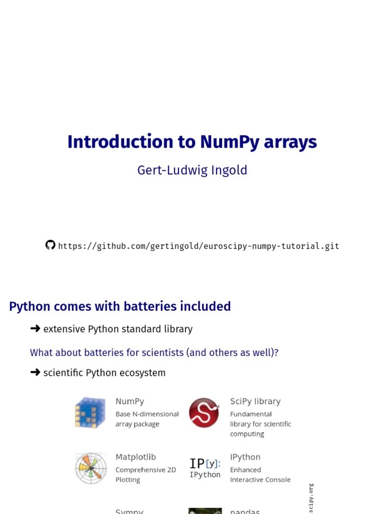 Introduction To Numpy Arrays: Gert-Ludwig Ingold | PDF | Eigenvalues ...